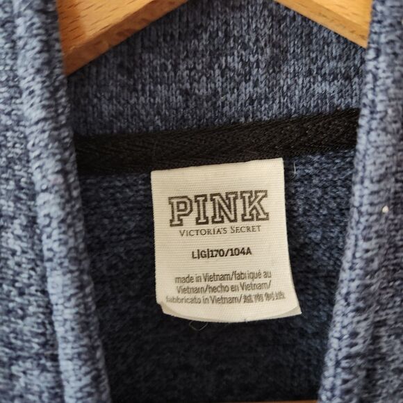 Victoria's Secret PINK Fleece Sweatshirt Heather Blue Pullover Quarter Zip Knit - Picture 3 of 8